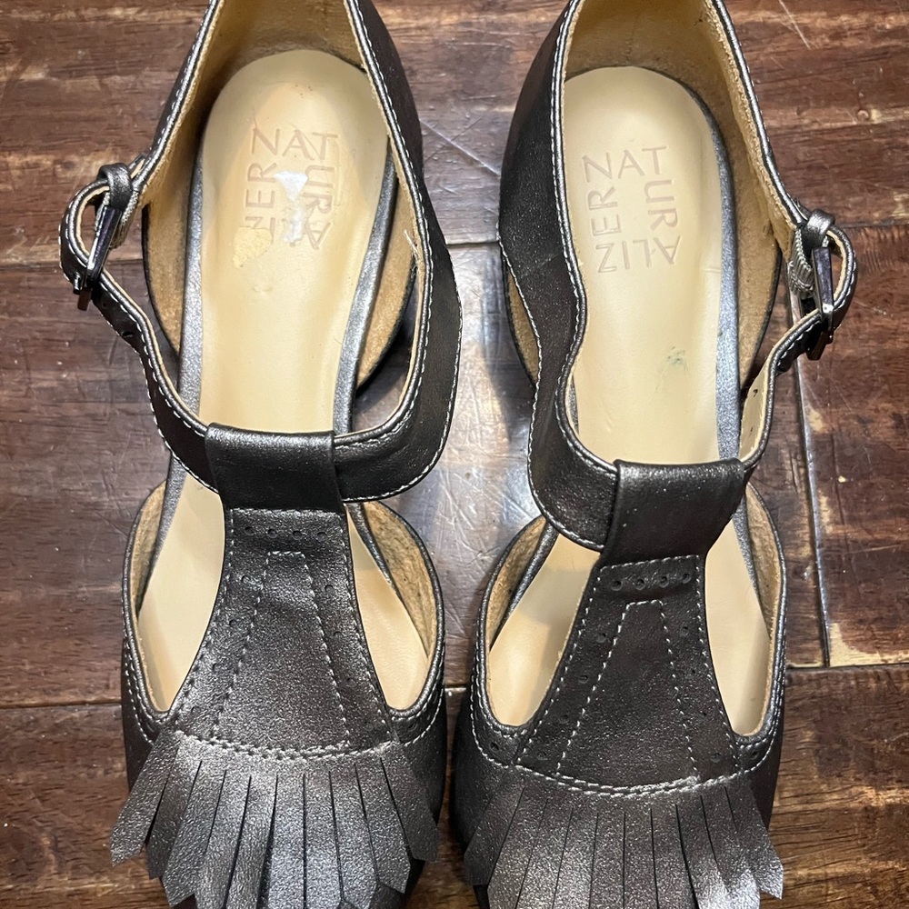 Naturalizer Metallic Fringe Heels